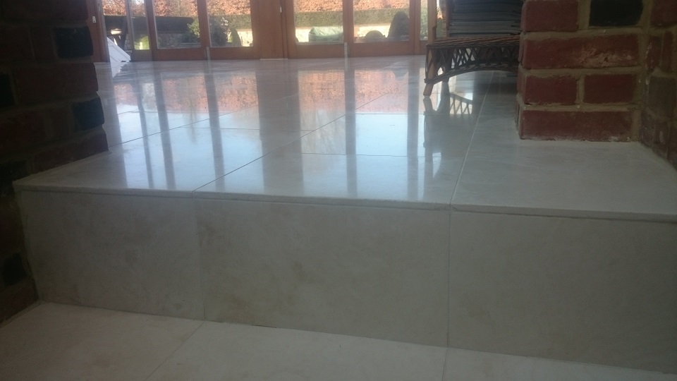 Travertine Floor Restoration After Cleaning and Polishing In Kent