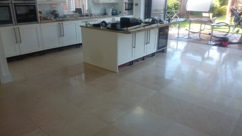 Limestone Floor Restored, Cleaned, Polished and Sealed